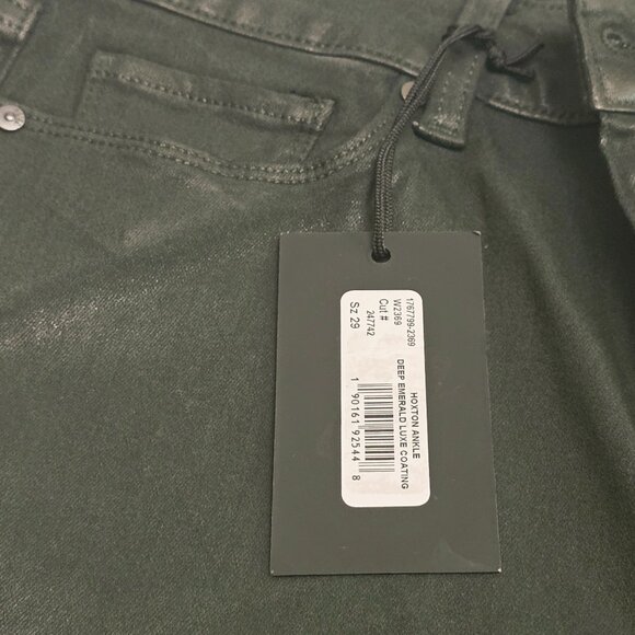 PAIGE Hoxton Skinny Ankle Jean in Deep Emerald Luxe Coating - Picture 12 of 16